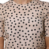Dolce &amp; Gabbana Beige Schwarze Seidenbluse mit Polka-Dots und kurzen Ärmeln