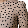 Dolce &amp; Gabbana Beige Schwarze Seidenbluse mit Polka-Dots und kurzen Ärmeln