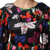 MSGM Dress Black Multicolor Floral Ruffle Long Sleeve Mini Dress