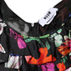 MSGM Dress Black Multicolor Floral Ruffle Long Sleeve Mini Dress