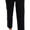 Dolce & Gabbana Black Cropped Front Button Embellished Pants