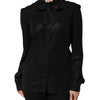Dolce & Gabbana Black Viscose Long Sleeve Tie Neck Blouse Top