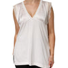 PINKO White Silk Blend Lace Trim Sleeveless V-Neck Women’s Top