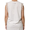 PINKO White Silk Blend Lace Trim Sleeveless V-Neck Women’s Top