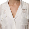 Dolce & Gabbana White Silk Collared 3/4 Sleeves Blouse Top