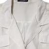 Dolce & Gabbana White Silk Collared 3/4 Sleeves Blouse Top