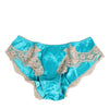 Dolce & Gabbana Blue Silk Satin Lace Trim New Slip Underwear
