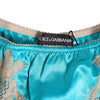 Dolce & Gabbana Blue Silk Satin Lace Trim New Slip Underwear