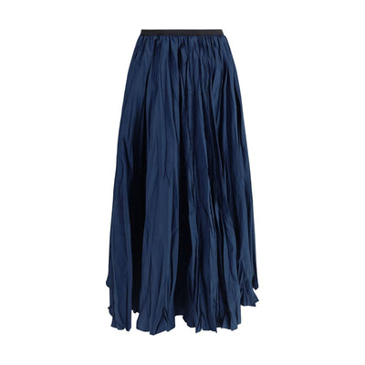 Sara Roka Blue Polyester Midi Skirt