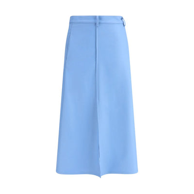 Crida Milano Light Blue Wool Midi Skirt