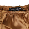 Dolce &amp; Gabbana Braune Slip-Höschen aus Seidensatin mit Spitze