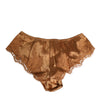 Dolce &amp; Gabbana Braune Slip-Höschen aus Seidensatin mit Spitze
