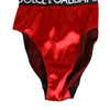 Dolce & Gabbana Red Satin High-Waist Briefs Logo Women Underwear