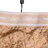 Dolce & Gabbana Beige Lace Logo Elastic Waist Thong Tanga Underwear