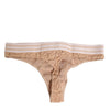 Dolce & Gabbana Beige Lace Logo Elastic Waist Thong Tanga Underwear