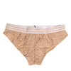 Dolce &amp; Gabbana Beige Lace Brasiliano Slips Logo Waistband Unterwäsche