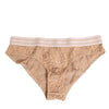 Dolce &amp; Gabbana Beige Lace Brasiliano Slips Logo Waistband Unterwäsche