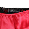 Dolce & Gabbana Red Silk Satin High-Waist Briefs Underwear