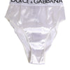 Dolce & Gabbana White Satin High-Waist Brief Logo Women Underwear