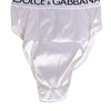 Dolce & Gabbana White Satin High-Waist Brief Logo Women Underwear