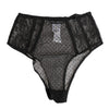 Dolce & Gabbana Black Lace Polka Dot Mesh High Waist Underwear