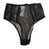 Dolce & Gabbana Black Lace Polka Dot Mesh High Waist Underwear