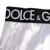 Dolce & Gabbana White Satin High-Waist Black Logo Women Underwear