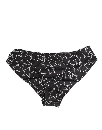 Dolce & Gabbana Black White Star Print Cotton Slip Panty Underwear