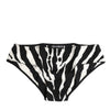Dolce & Gabbana Black White Zebra Print Slip Briefs Underwear