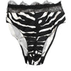 Dolce & Gabbana Black White Zebra Print Lace Trim High Underwear