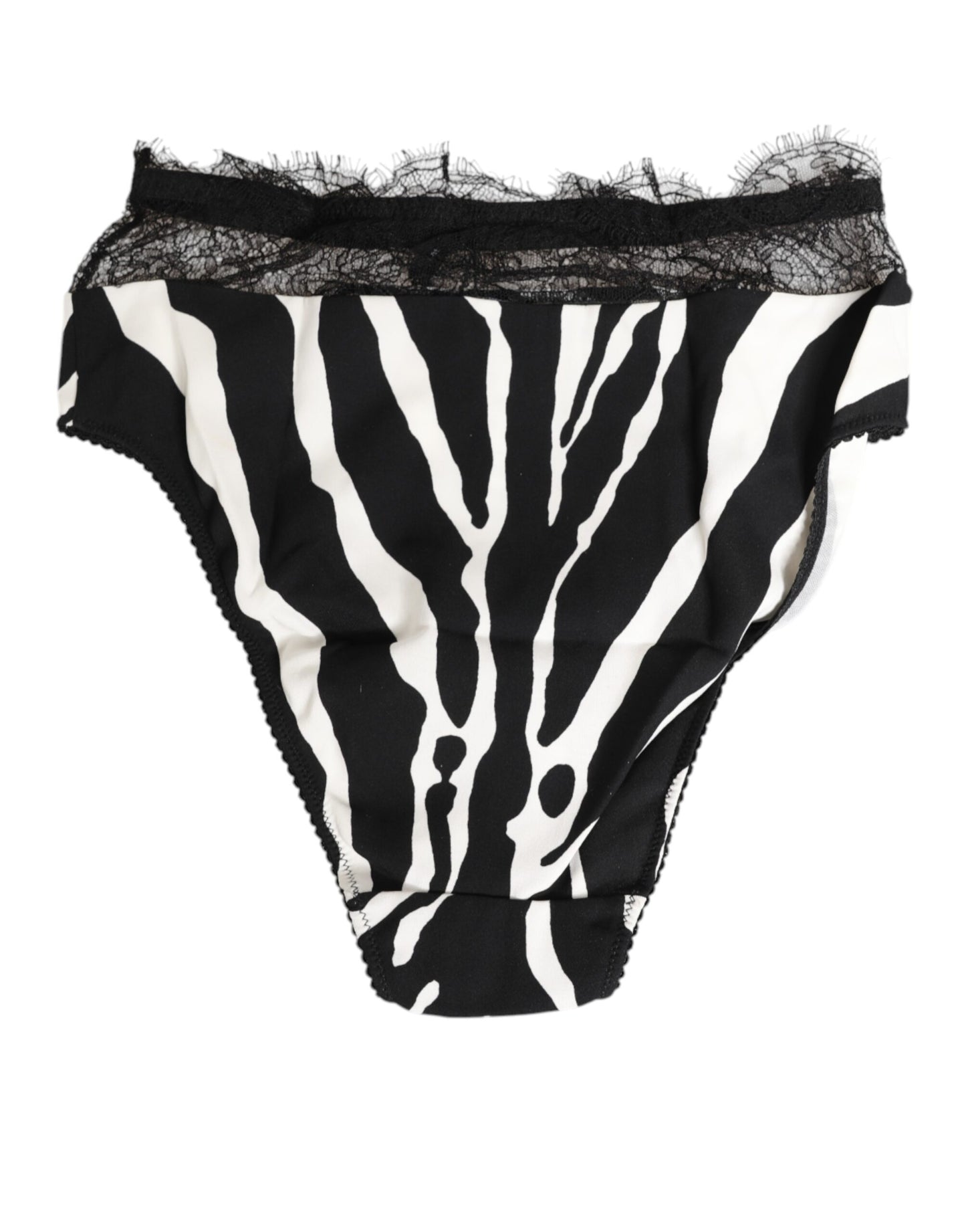 Dolce & Gabbana Black White Zebra Print Lace Trim High Underwear