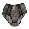 Dolce & Gabbana Black Sheer Polka Dot Lace High Waist Underwear