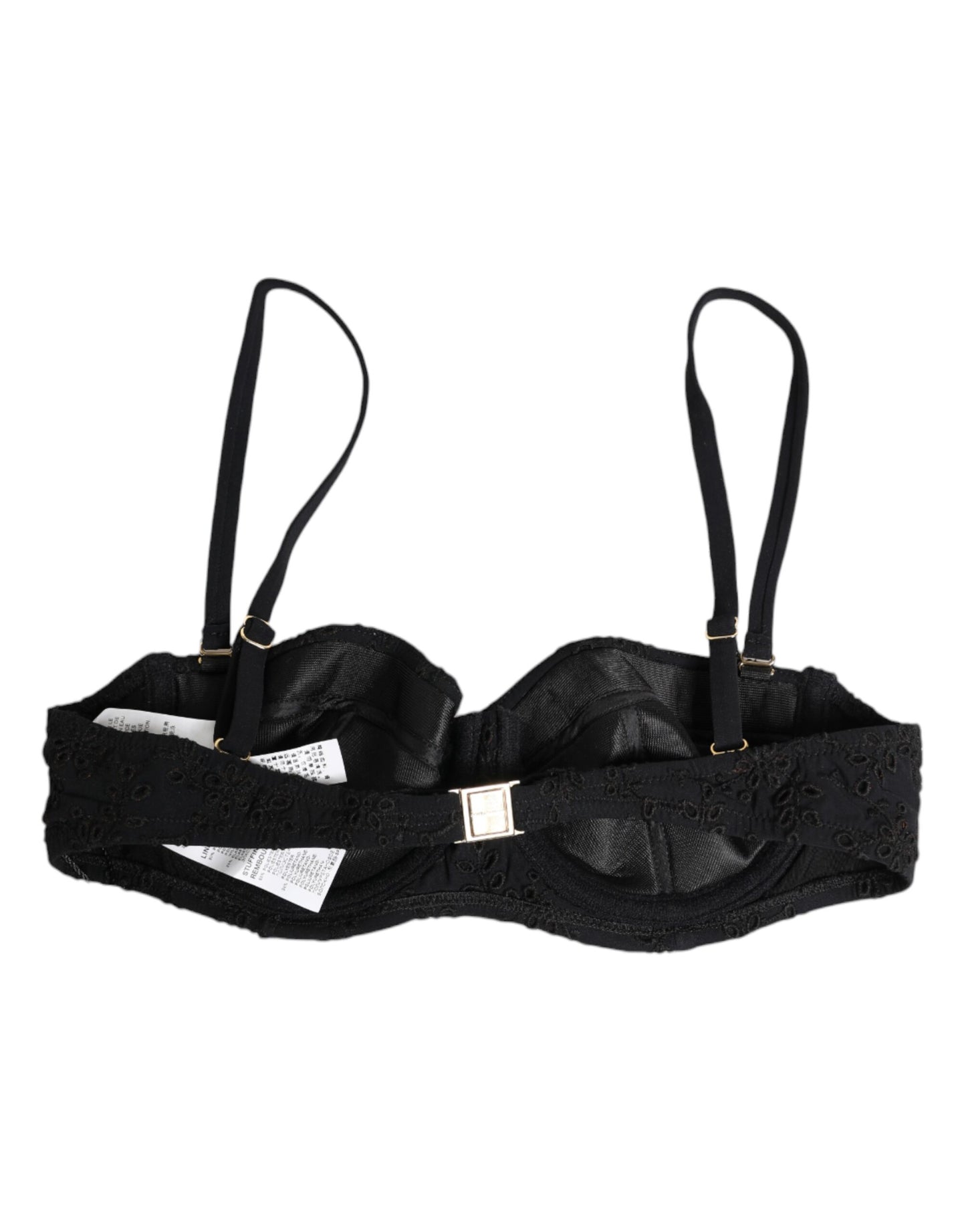 Dolce & Gabbana Black Polyester Embroidered Underwire Bra Underwear