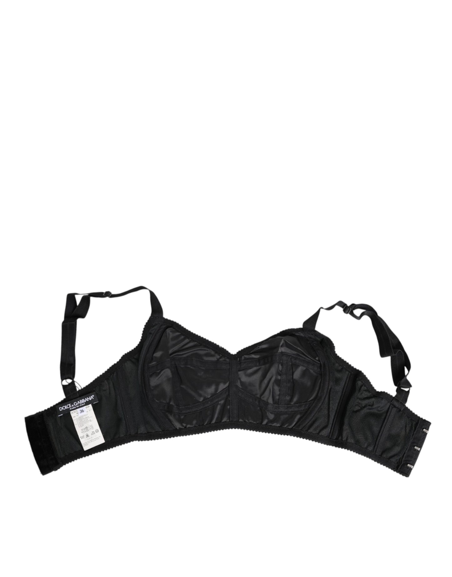 Dolce &amp; Gabbana Bustier-BH aus schwarzem Stretch-Nylon