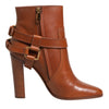Dolce & Gabbana Brown Leather DG Logo Buckle Ankle Boots Shoes