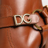 Dolce & Gabbana Brown Leather DG Logo Buckle Ankle Boots Shoes
