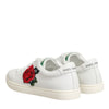 Dolce &amp; Gabbana Weiße Leder-Sneaker mit Rosenstickerei