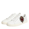 Dolce & Gabbana White Leather Sacre Heart Patch Sneakers  Shoes
