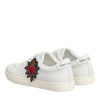 Dolce & Gabbana White Leather Sacre Heart Patch Sneakers  Shoes