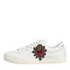Dolce & Gabbana White Leather Sacre Heart Patch Sneakers  Shoes