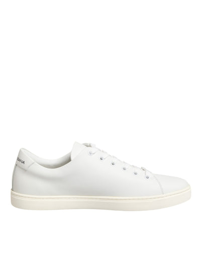 Dolce & Gabbana White Leather Sacre Heart Patch Sneakers  Shoes