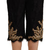Dolce & Gabbana Black Lace Gold Baroque SPECIAL PIECE Shorts