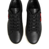 Dolce & Gabbana Black White Leather Crystal Heart Sneakers Shoes