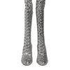 Dolce & Gabbana Shoes Silver Sequins Glitter High Heel Boot Shoes
