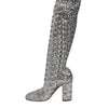 Dolce & Gabbana Shoes Silver Sequins Glitter High Heel Boot Shoes