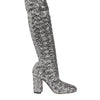 Dolce & Gabbana Shoes Silver Sequins Glitter High Heel Boot Shoes