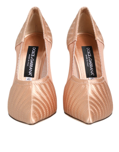 Dolce & Gabbana Cipria Nude Satin Mesh Stiletto Pumps Shoes