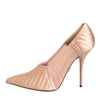 Dolce & Gabbana Cipria Nude Satin Mesh Stiletto Pumps Shoes