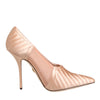 Dolce & Gabbana Cipria Nude Satin Mesh Stiletto Pumps Shoes
