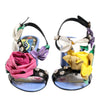 Dolce & Gabbana Multicolor Floral Appliqué Crystal Sandal Shoes